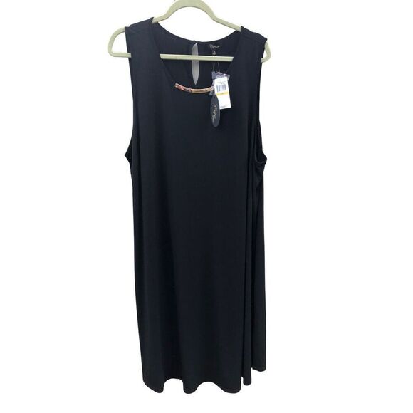 Cupio Womens Black Sleeveless Gold Hardware A-Line Shift Dress Size 3X NWT - Picture 1 of 6